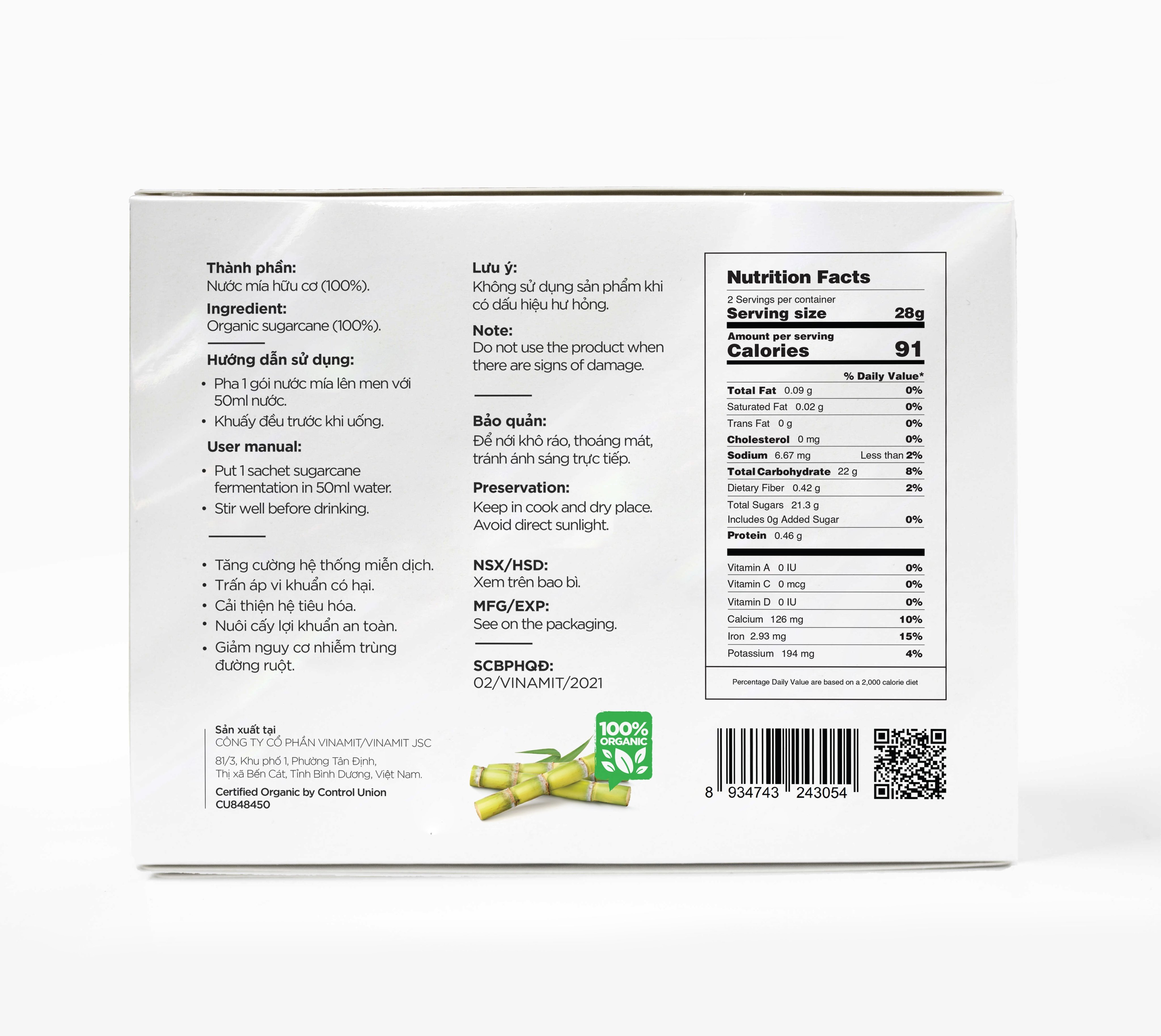 Nước mía lên men Organic (Hỗ trợ tiêu hóa)