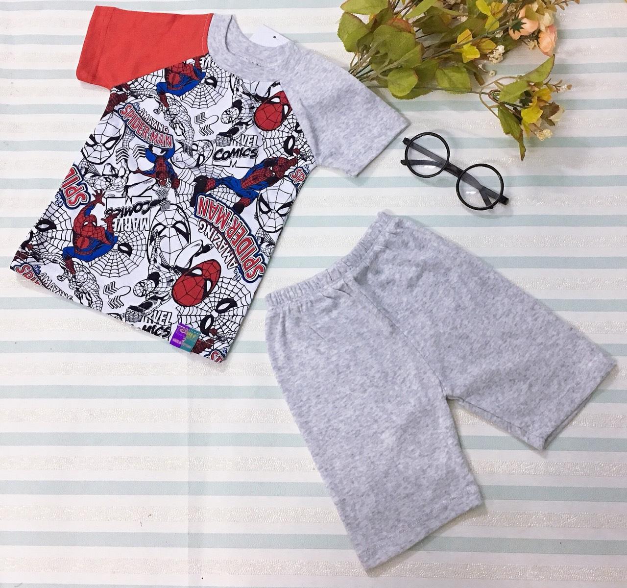 [HCM]Bộ đồ bozip bé trai spiderman người nhện (kèm bảng size hình cuối)