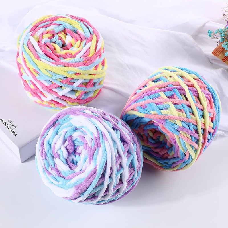Len Nhung Đũa / Len Bông Sữa 5mm (Bảng Màu Loang) - Cuộn 160gr