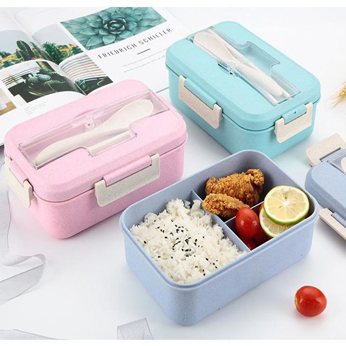 Hộp cơm lúa mạch 3 ngăn tiện dụng