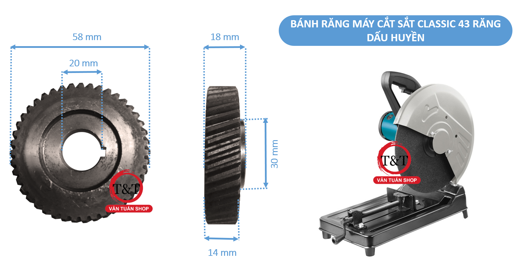 [HCM]Bánh răng máy cắt sắt Classic 43 răng