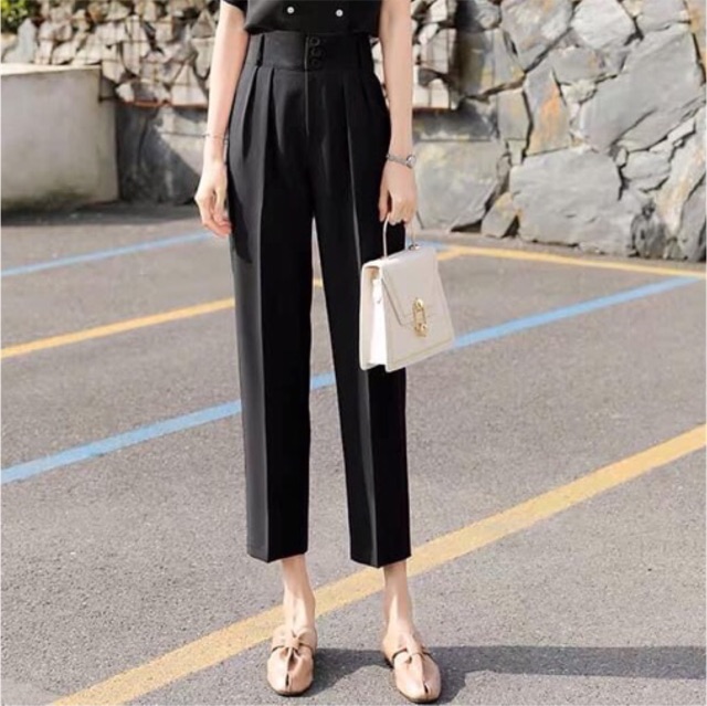 Quần baggy công sở cạp cao 3 cúc