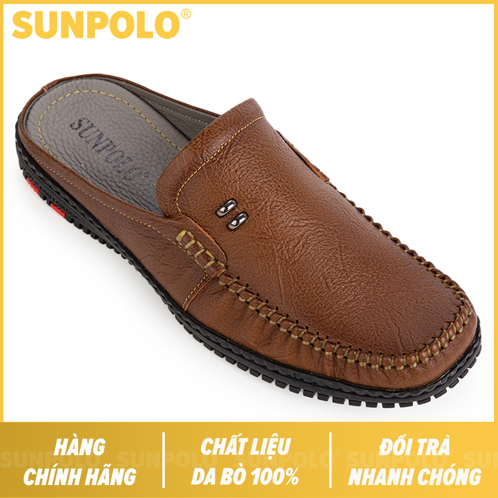 Dép sục sapo nam da bò SUNPOLO SUT322