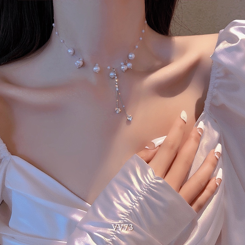 VÒNG CỔ CHOKER HẠT NGỌC (ĐEN,TRẮNG)