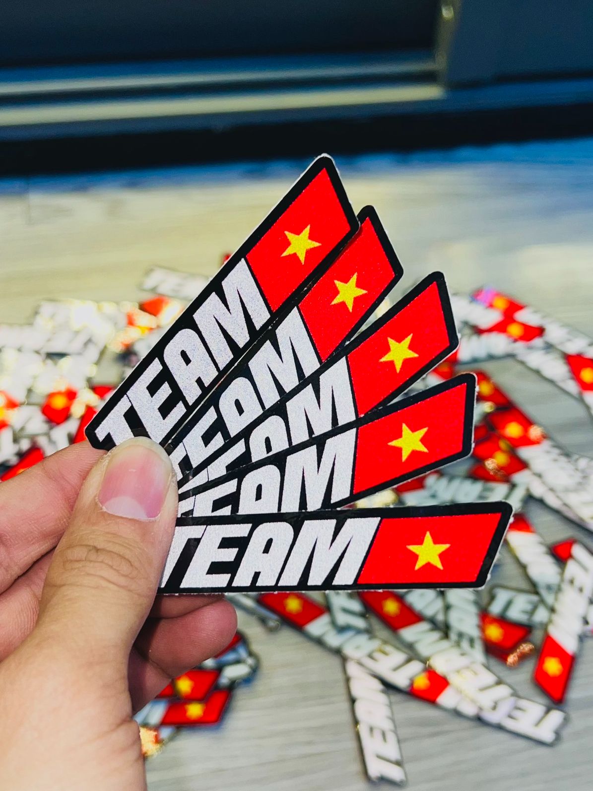 Tem Logo Sticker Chữ Team Phản Quang Dán Trang Trí Xe