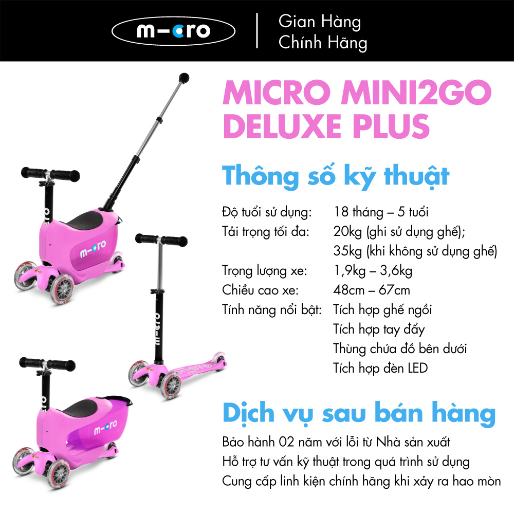 Xe trượt scooter có ghế ngồi Micro Mini2go Deluxe Plus