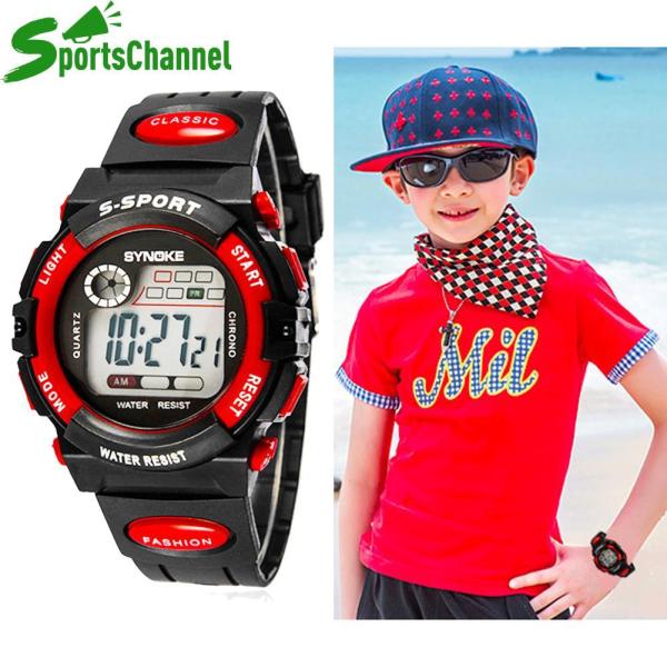 Đồng hồ đeo tay điện tử ( Màu đỏ) dành cho trẻ em loại chống nước nhiều chức năng.