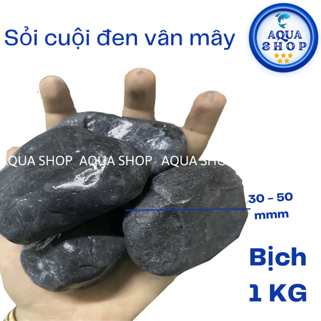 Sỏi Cuội Đen Vân Mây size 3-5cm; 5-7cm