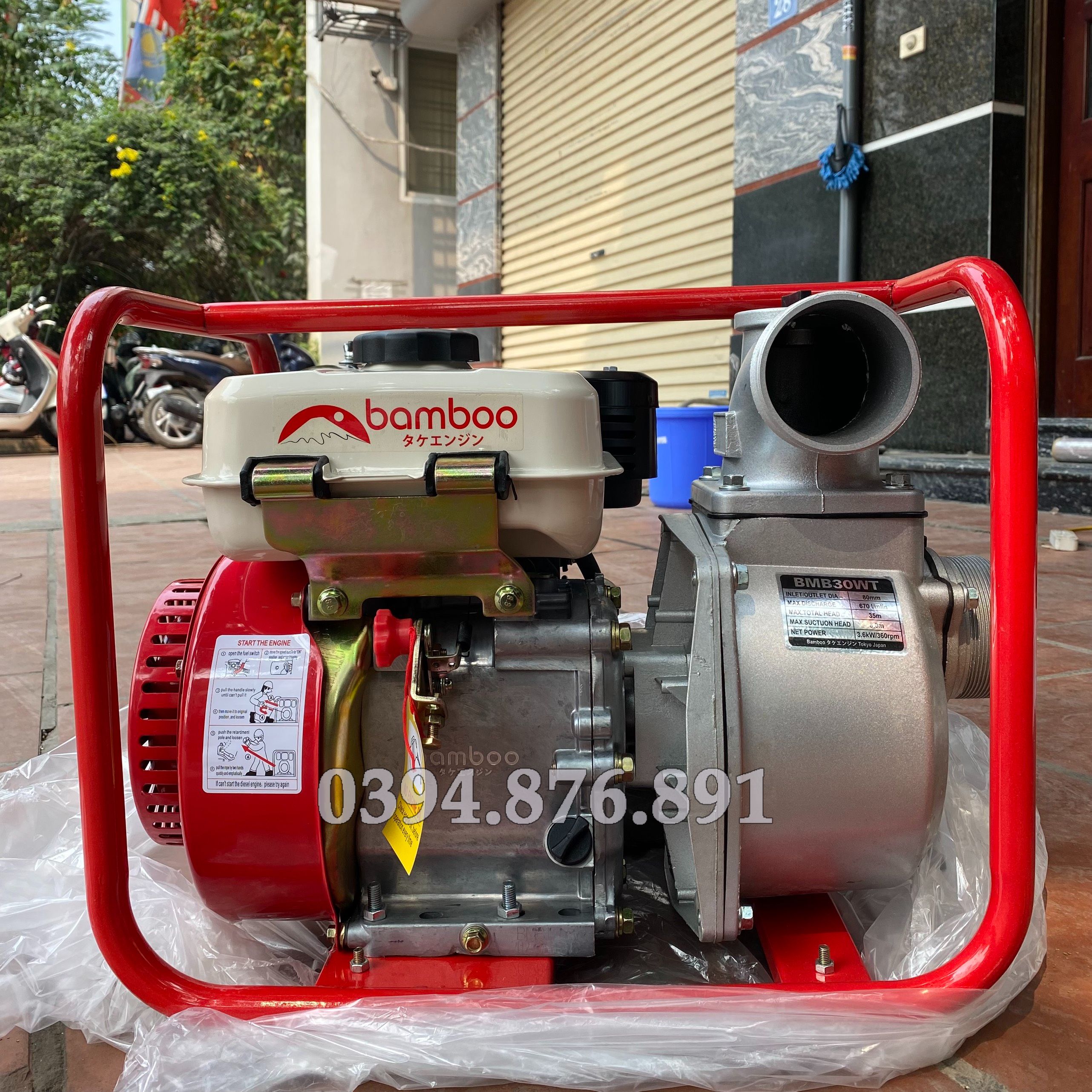 [FREE SHIP] Máy Bơm Nước Chạy Dầu 6.5Hp Bamboo XB30WT