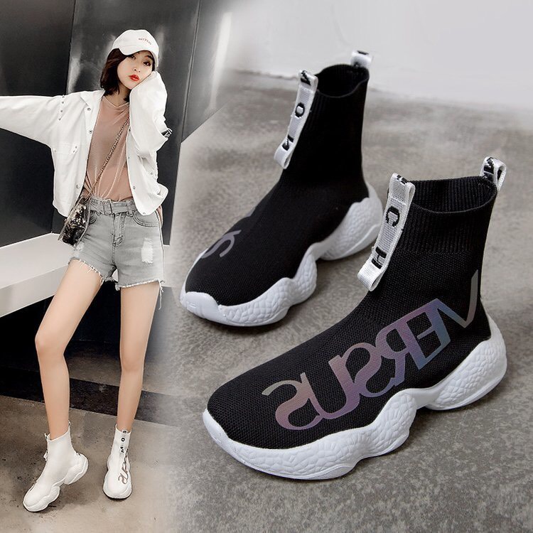giày thể thao bốt cổ chun chữ phản quang