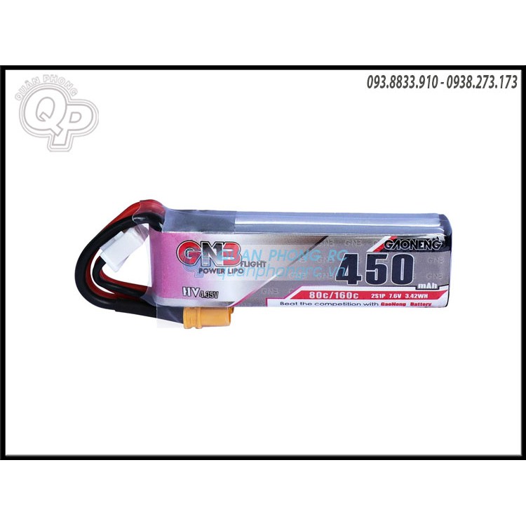Pin GNB 2S 450mAh 80C