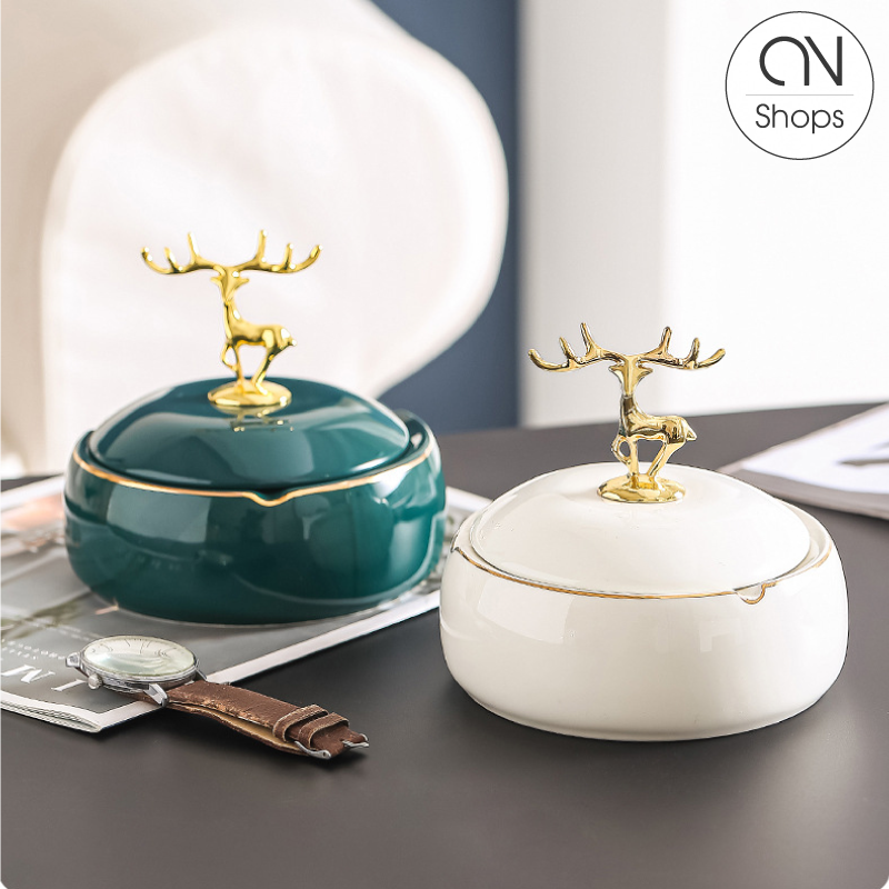 Gạt Tàn Gốm Sứ Màu Trắng Cao Cấp