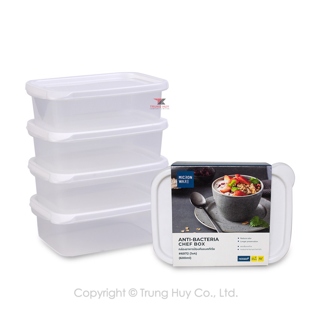 Bộ hộp nhựa 600ml 4 món - 6072/4 - Micron Ware