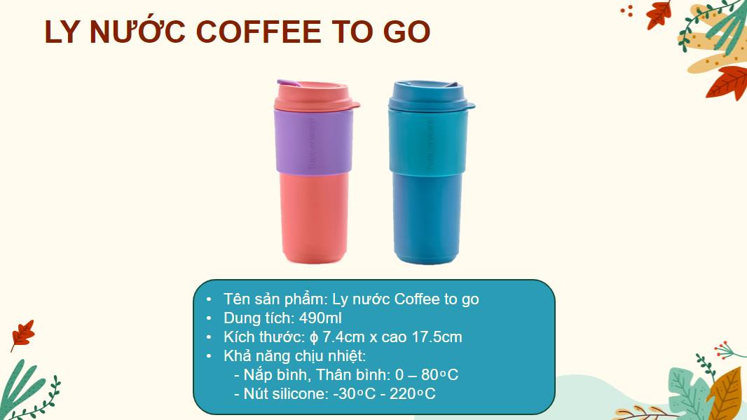 [HCM]LY COFFEE TO GO 490ml - TUPPERWARE CHÍNH HÃNG