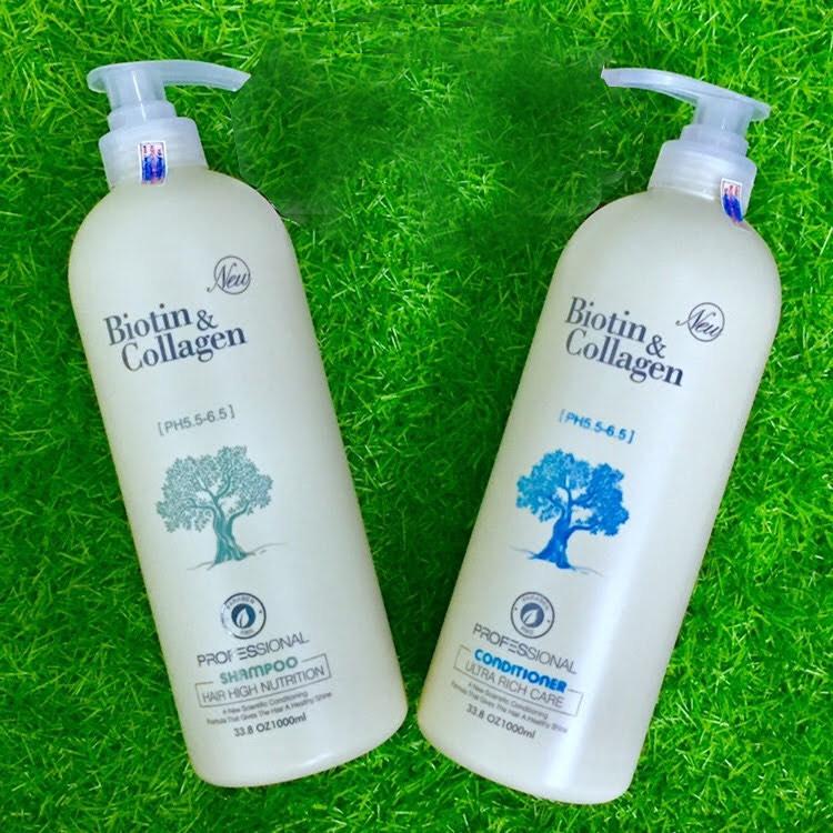 Dầu gội xả biotin collagen new siêu mềm mượt cho tóc khô yuiluim 1000ml