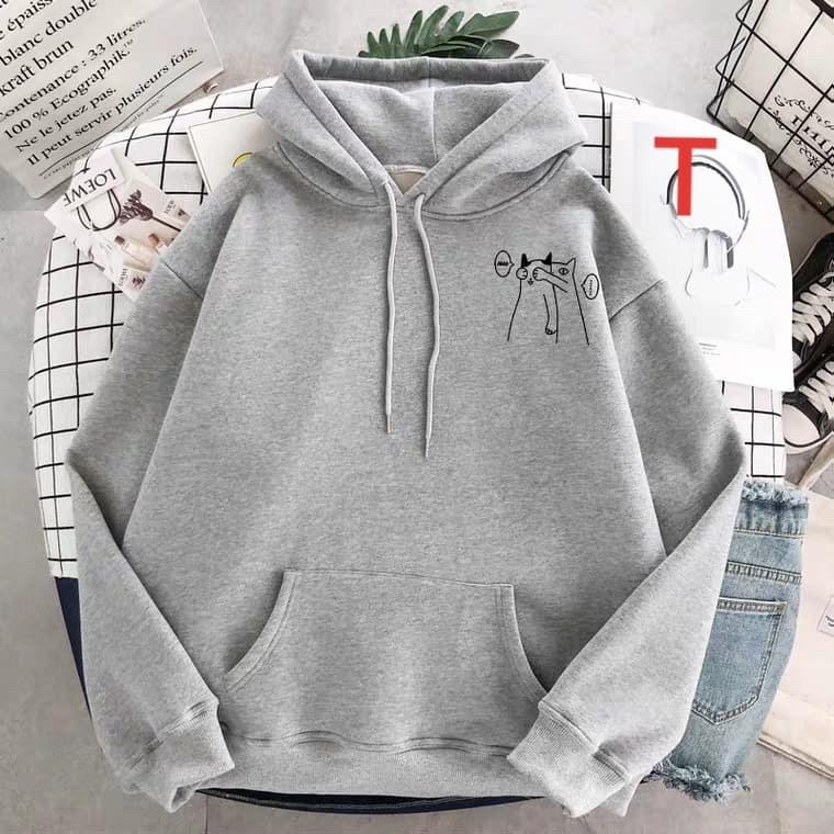 Áo hoodie logo mèo bịt mắt DTR1119