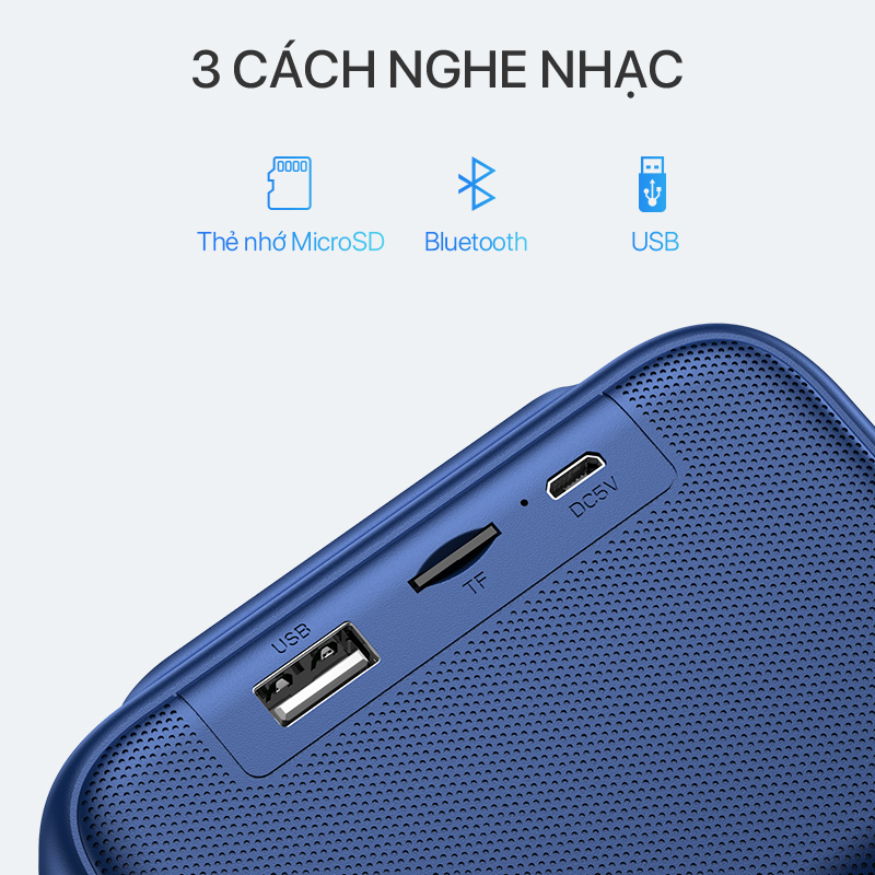 Loa bluetooth Robot RB100 công suất 5W phiên bản nâng cấp hỗ trợ thẻ nhớ USB kết nối 2 loa TWS sử dụng tới 8h màu xanh thiết kế mini nhỏ gọn