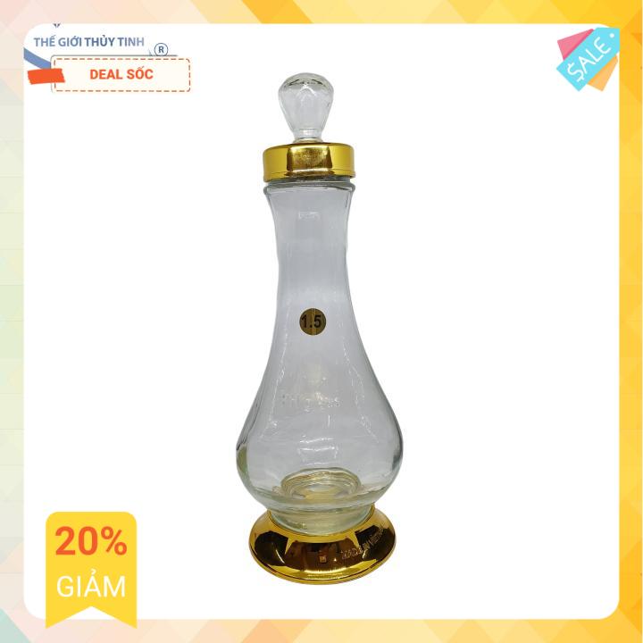 Bình Ngâm Rươu Sâm Thủy Tinh 1.5 Lít Cẩm Đạt Không Van