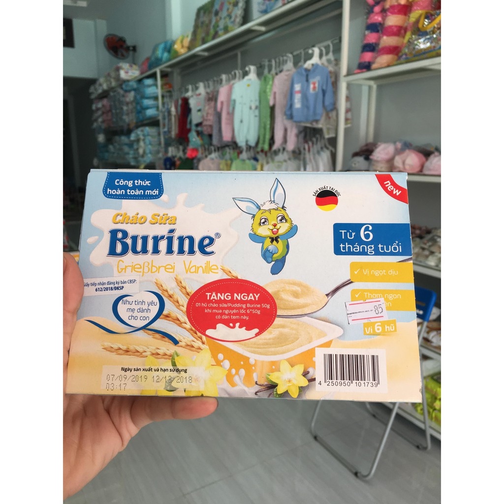 Cháo sữa Burine Pudding Vani [1 Lốc 6 Hũ]