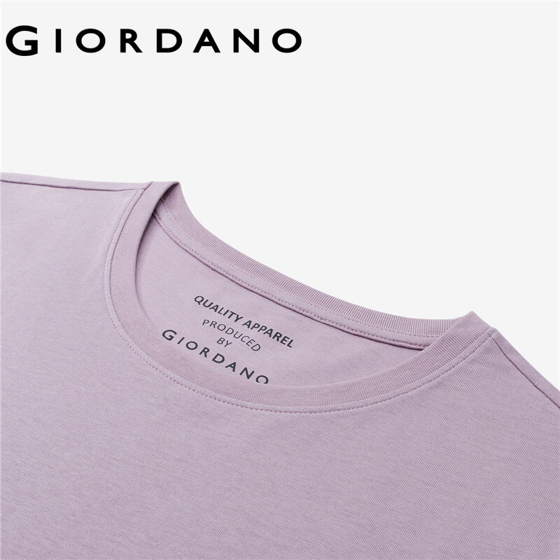 Áo thun nữ T-shirt cổ tròn tay áo dài phối hình thời trang chất vải cotton thoải mái thường ngày GIORDANO Free Shipping 99392103