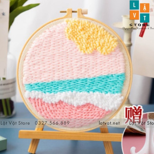 [HCM]Bộ Thêu Len Xù Trang Trí Decor Thiên Nhiên - Punch Needle - Có Video hướng dẫn cơ bản