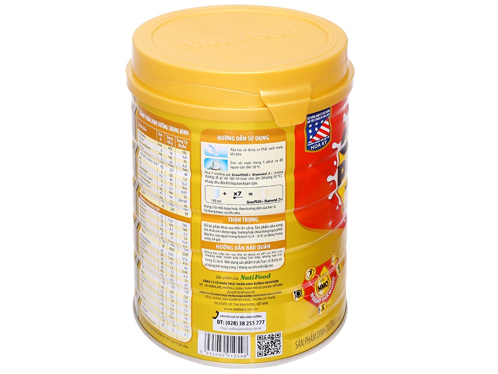 Sữa bột NutiFood Grow Plus+ Diamond 2+ lon 850g (trên 2 tuổi)