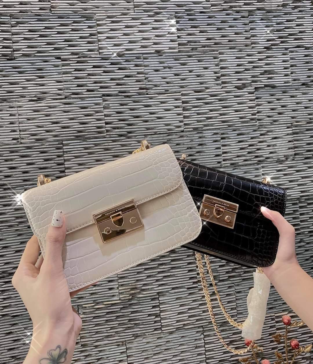 [HCM]Túi Xách Nữ Charles & Keith Dây Đeo Chéo Kim Loại Hot Chính Hãng Cao Cấp Y Hình