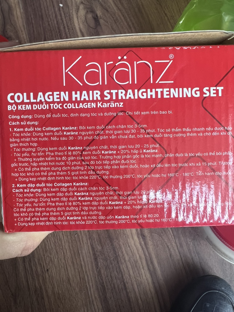 Kem ép duỗi thẳng tóc siêu bóng collagen Karanz 1000ml x2