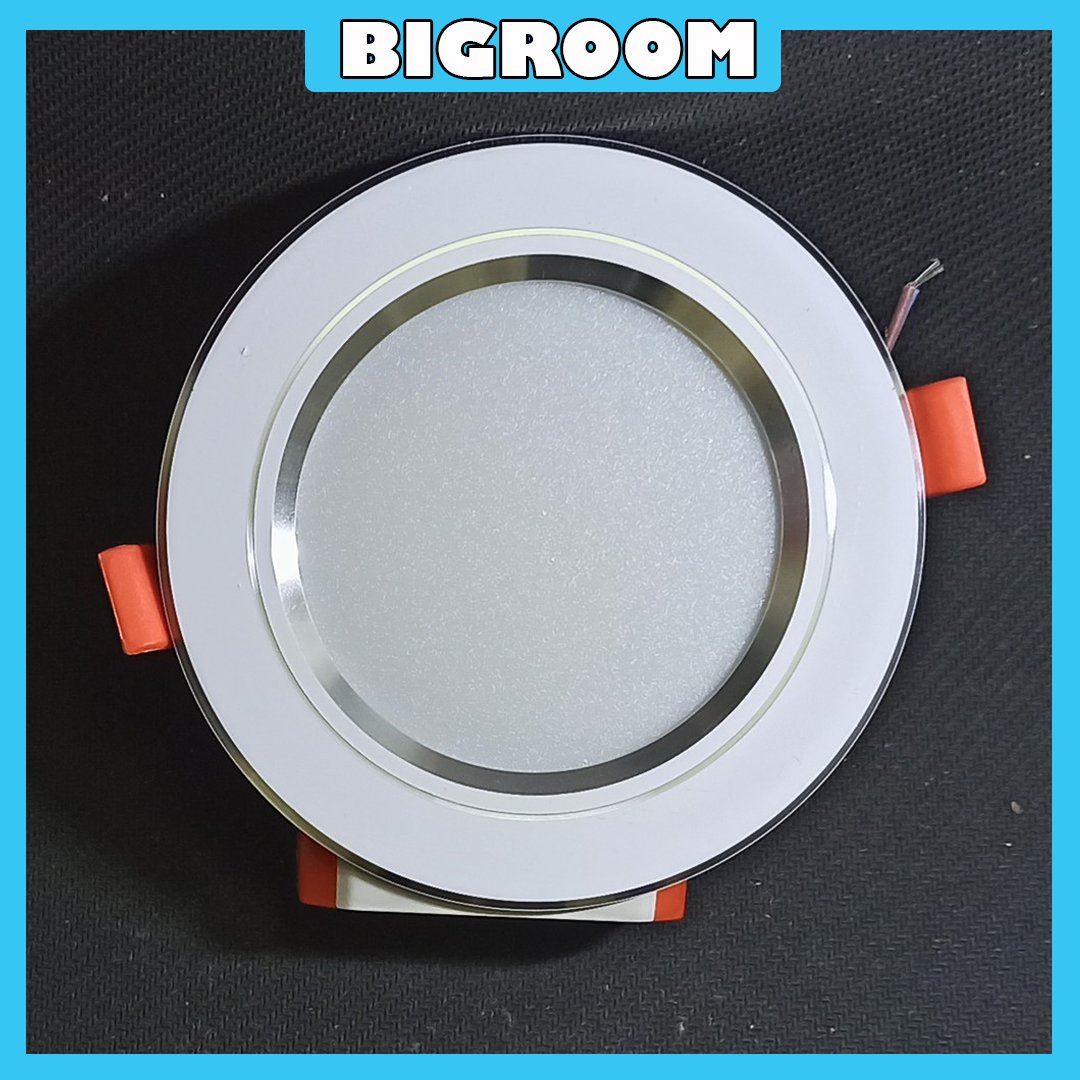 Đèn led âm trần 7w viền bạc 3 chế độ màu phi 90 - bảo hành 2 năm