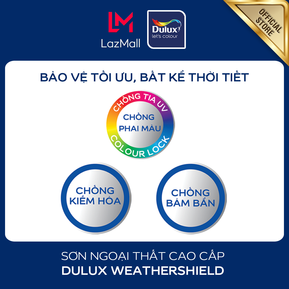 Sơn ngoại thất - Cao cấp - Dulux Weathershield - Bề mặt mờ - 1L