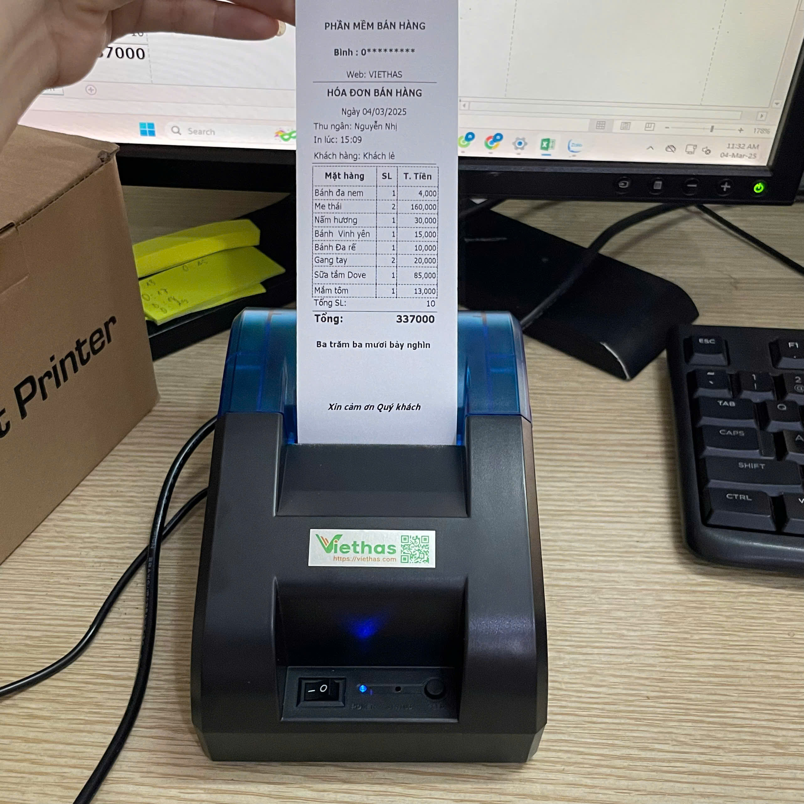 Receipt Printer K57 Xprinter Wnn58E Connects to USB + Bluetooth Port, Prints Invoices on Phones and Computers