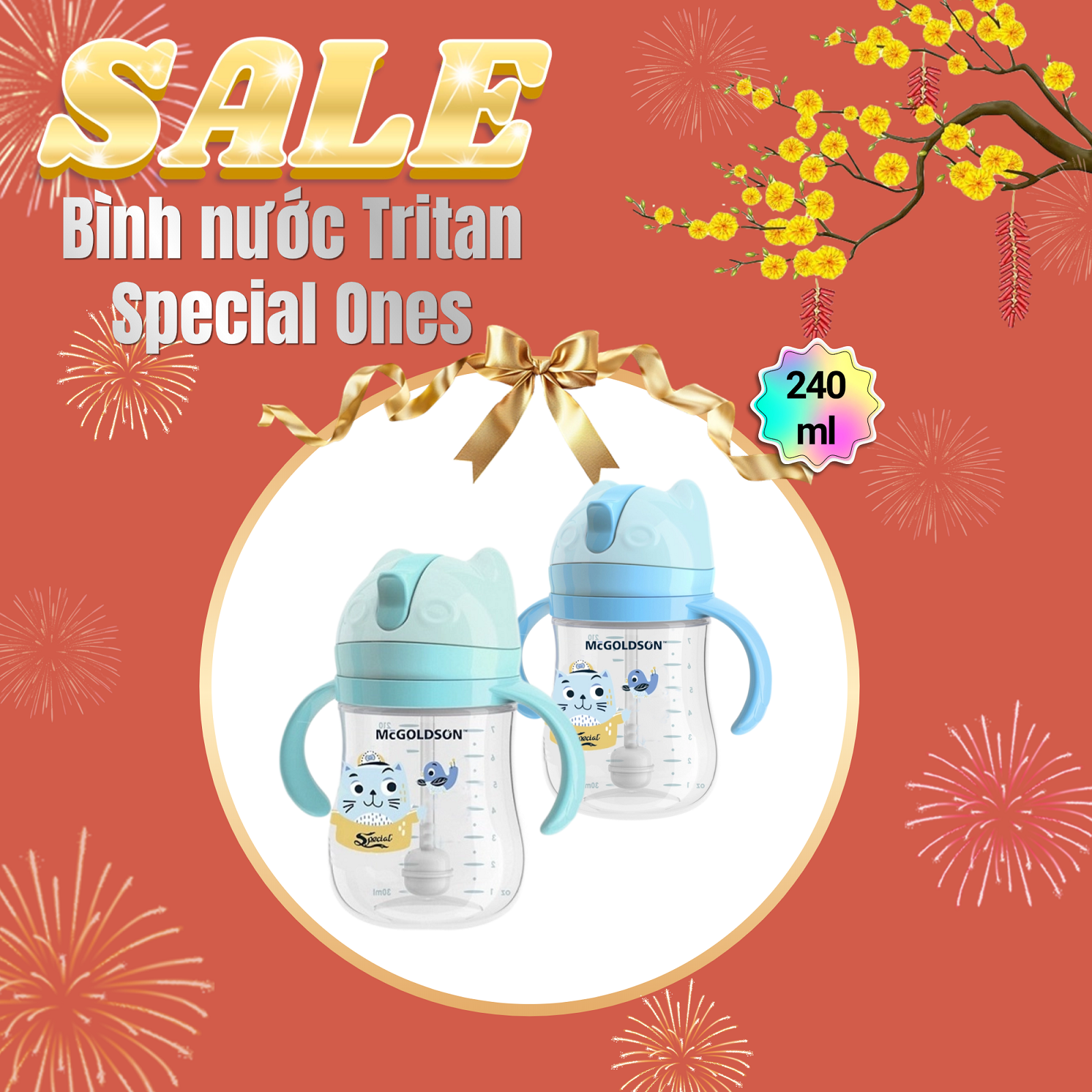 { Combo 2 bình } Bình nước Tritan 240ml McGOLDSON