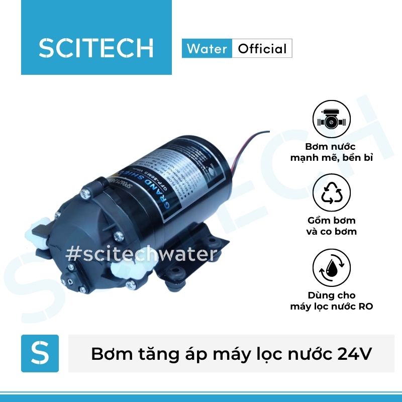 Bơm tăng áp máy lọc nước 24V (Tặng kèm co bơm) - Scitech Water