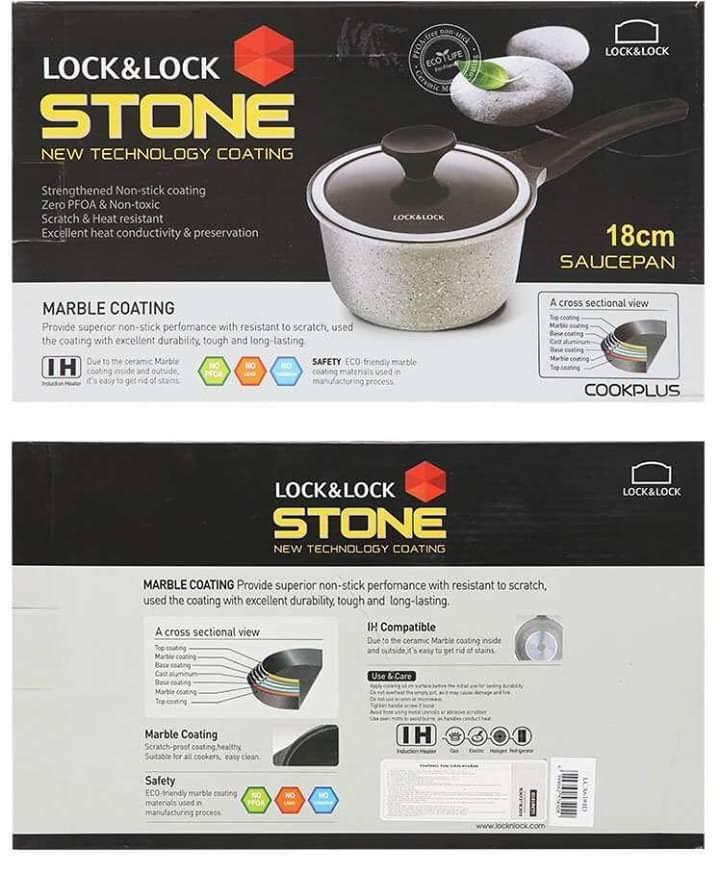 [HCM]Nồi 1 tay cầm Lock&Lock Stone LCA6181D 18cm (Có thể sử dụng bếp từ)