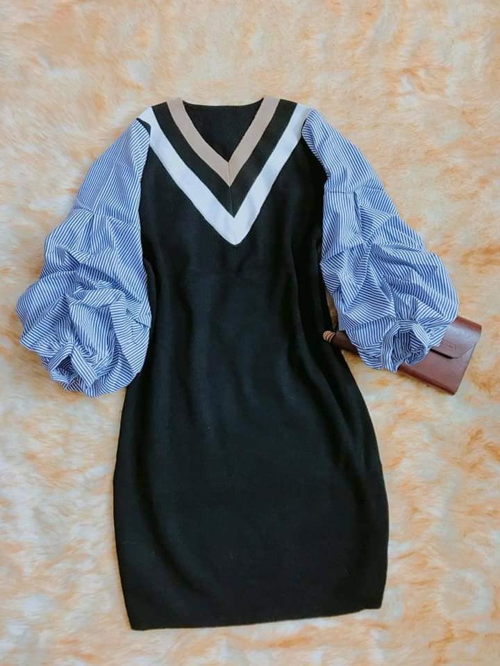 Váy len phối tay