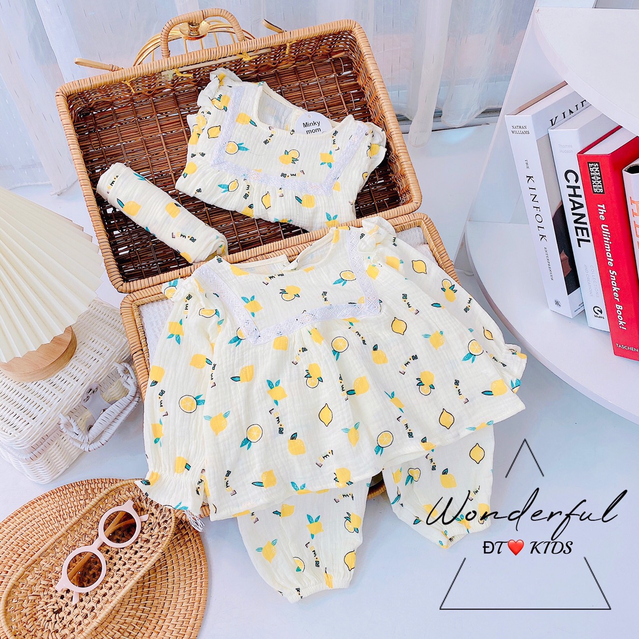 bộ xô muslin cao cấp bé gái