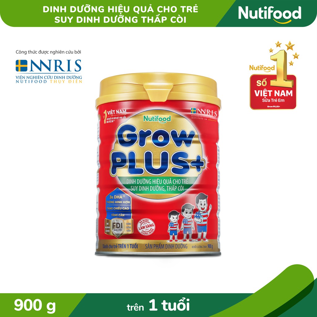 [Date 1.2025] Sữa Bột Nutifood Grow PLUS lon 900g (Cho bé trên 1 tuổi)