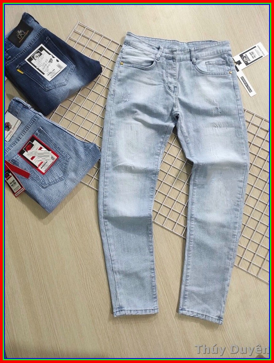 Quần jean nam cao cấp XANH BẠC cào xước  5678, không xù lông, không ra màu, chất giãn tốt N4-343
