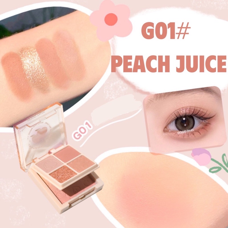 Bảng mắt 2 tầng 4 ô màu kèm phấn má gogo tales amoy likes blush eyeshadow palette