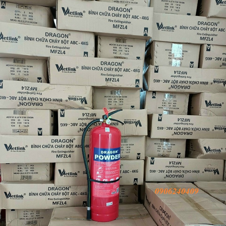 PCCC Bình cứu hỏa Dragon, Bình bột chữa cháy ABC 4kg, Bình dập lửa