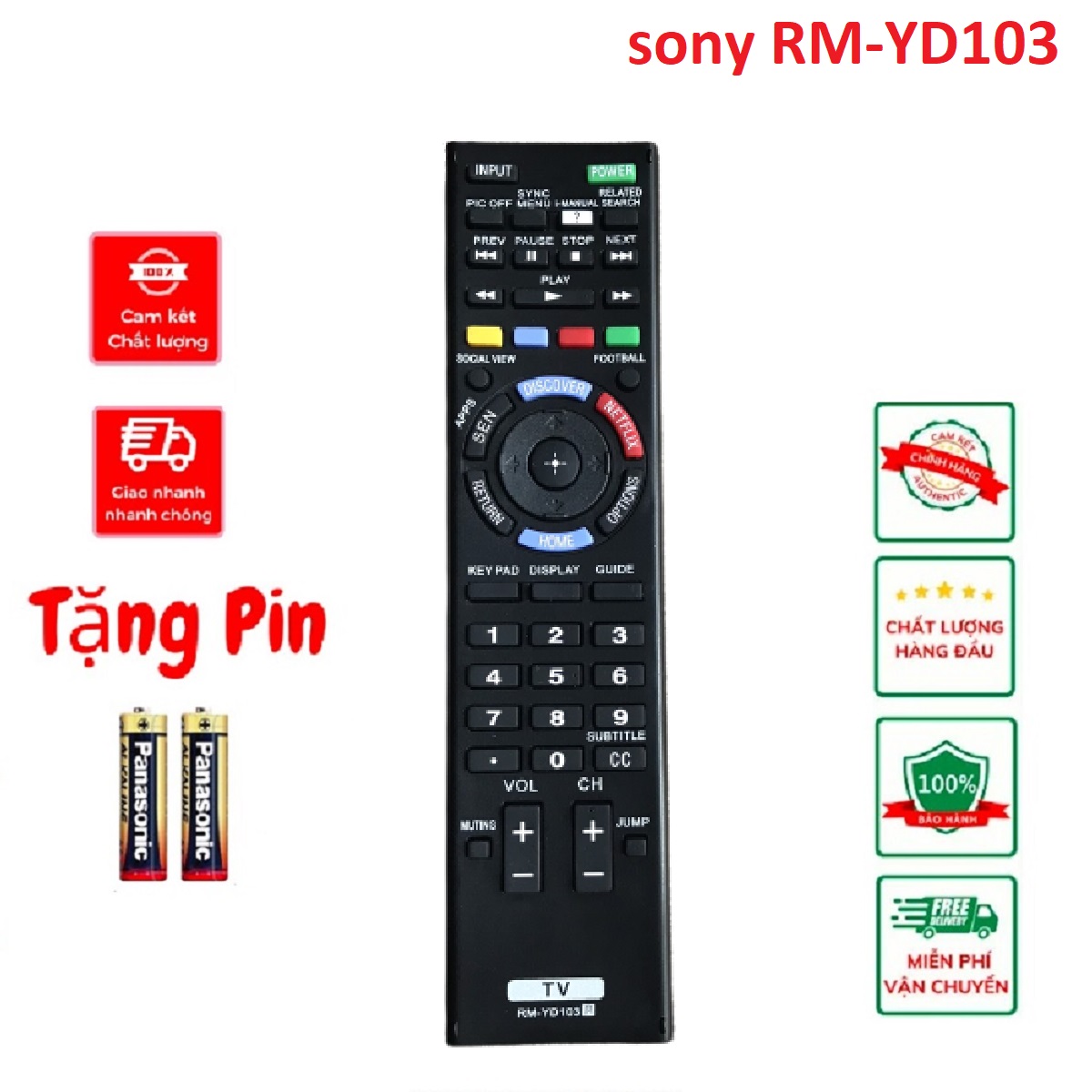 Điều khiển tivi sony rm-yd103 hàng tốt, remote tv sony rm-yd103 hàng mới 100% tương thích các dòng tv lcd 32w700b 40w580b 40w590b 50w700b