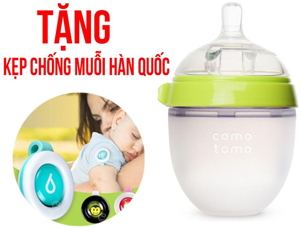 Bình sữa comotomo siêu mềm 150ml  tặng kẹp chống muỗi