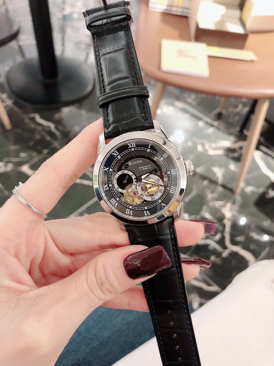 [HCM]Đồng hồ nam dây da BULOVA 96A119 AUTOMATIC CAO CẤP