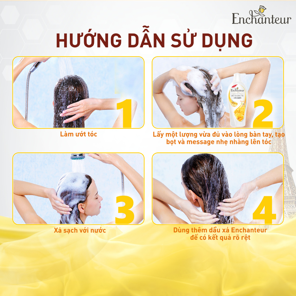 [DÂY 12 GÓI] Dầu Gội Gói Enchanteur Hương Nước Hoa – Charming / Sensation / Glamour – Thơm Lâu – Tóc Mềm Mượt