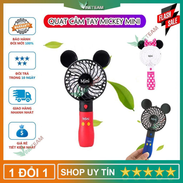 Quạt Tích Điện Mini Cầm Tay Mickey 3 Tốc Độ Gió Siêu Mát -Dc4139