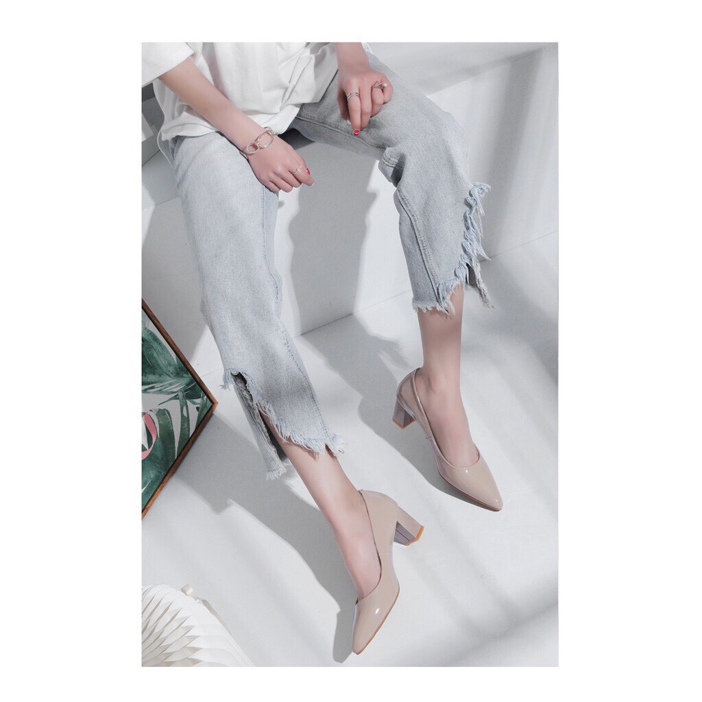 Cao gót mã SRLCC22 Da trơn 5 phân gót vuông cực xinh