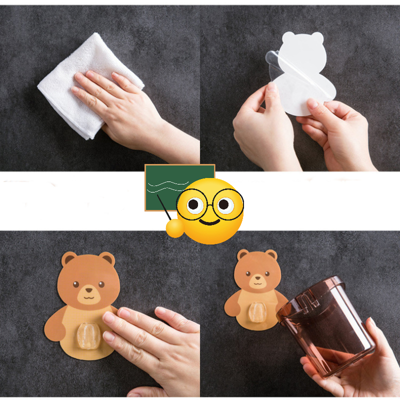 Brown bear wall mounted Cup for toothbrush, toothpaste, Shavers & More, bathroom supplies