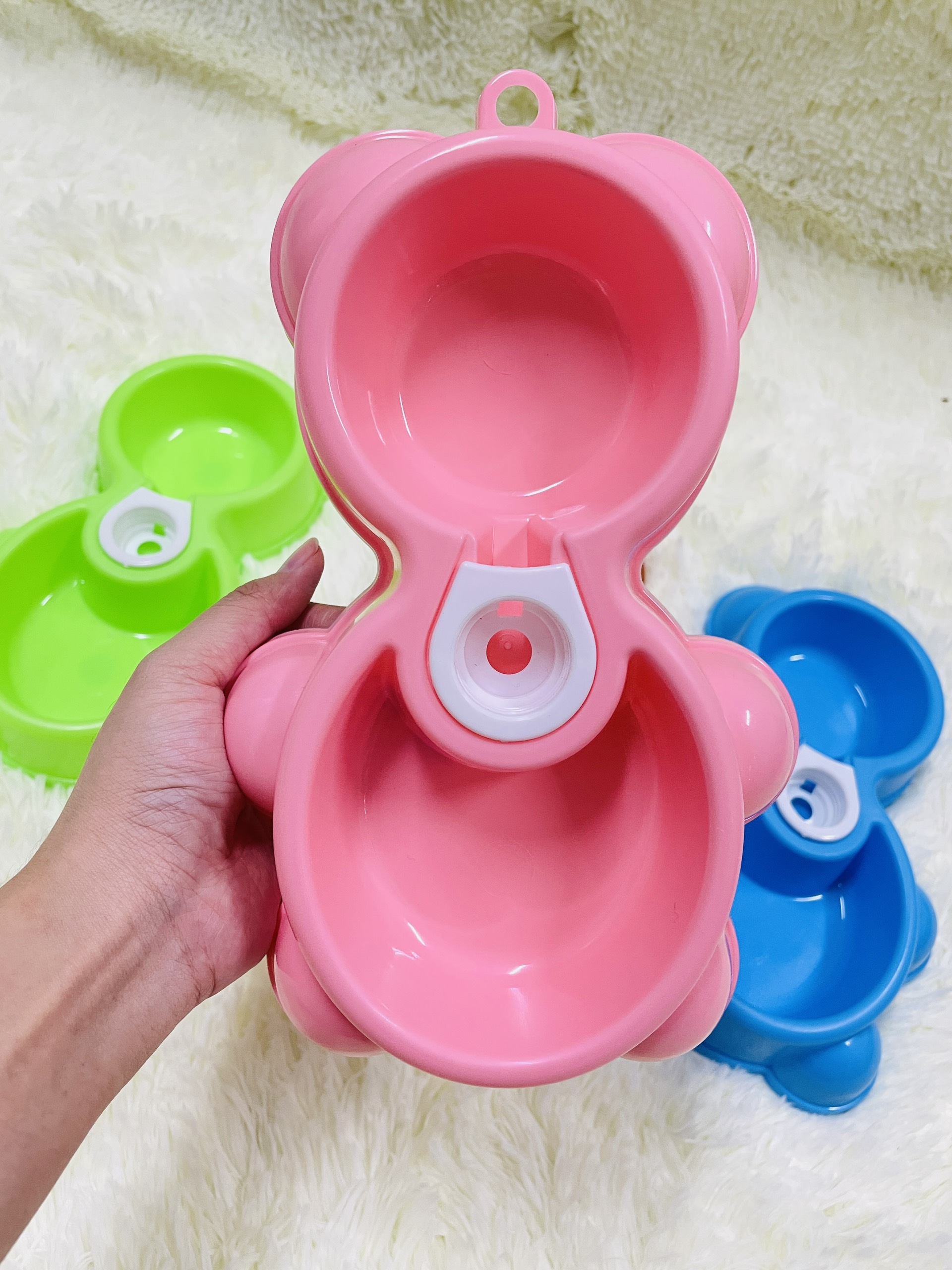 Bát ăn đôi Con Gấu cho Chó Mèo ( lựa chọn kèm bình hoặc không bình )
