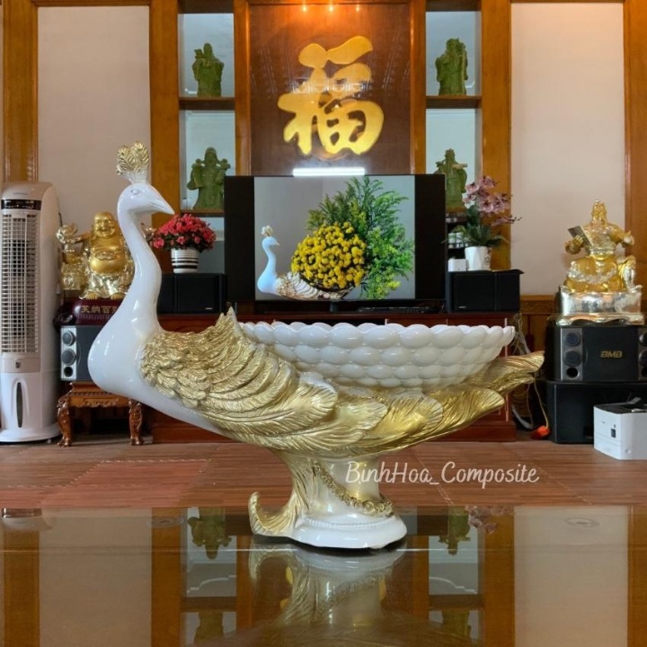 Bình cắm hoa con công,chất liệu nhựa composite,mã BH213,bình cắm hoa đẹp,bình hoa decor TILITO