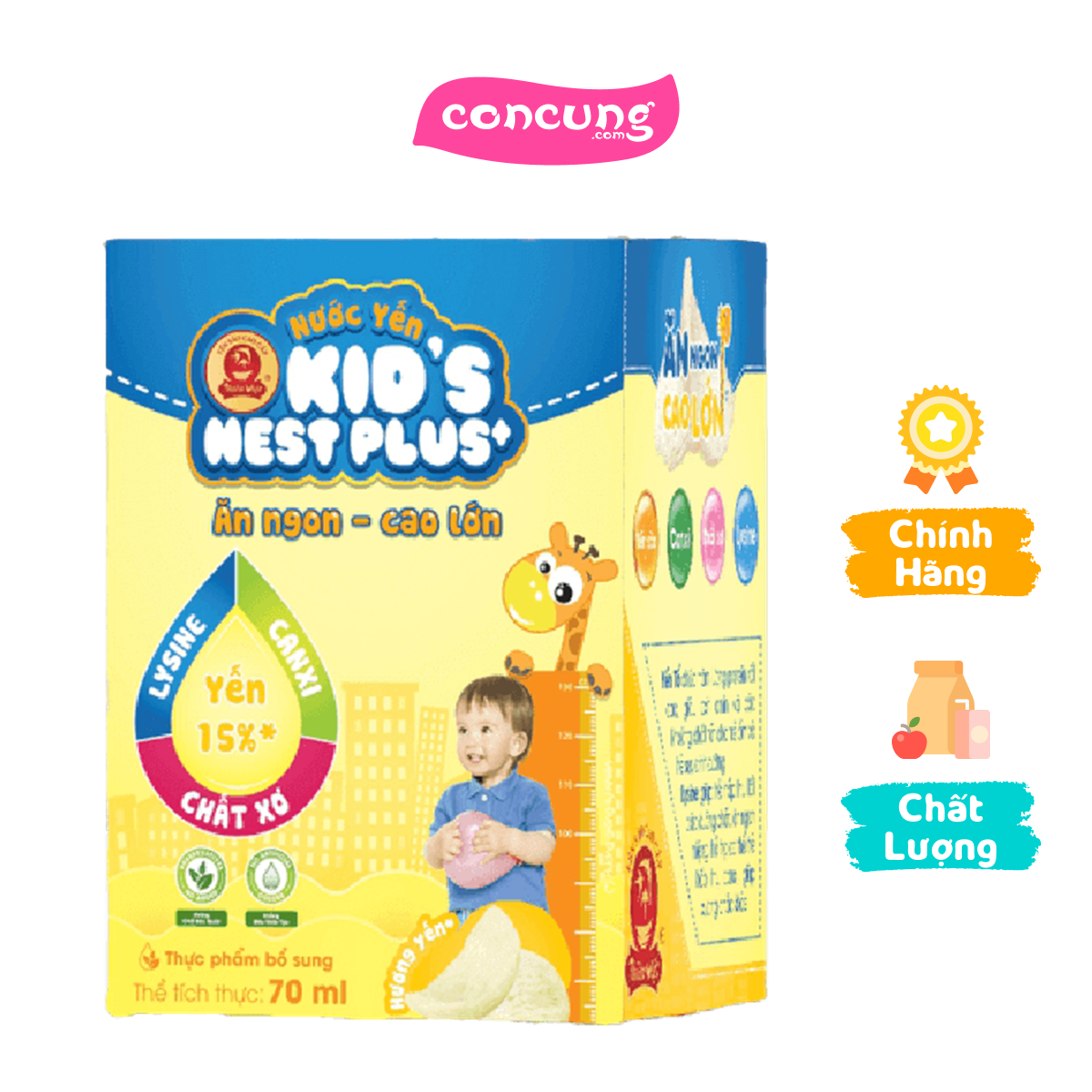 Thực phẩm bảo vệ sức khỏe - Nước yến Kids Nest Plus+ hương tự nhiên Lốc 3+1